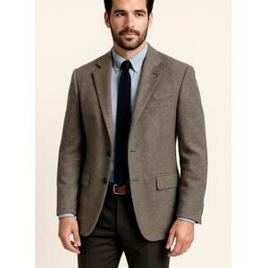 Huckberry Vintage 44R LUXURY 100% Wool Blazer $340 Tweed Suit Jacket Gray Black